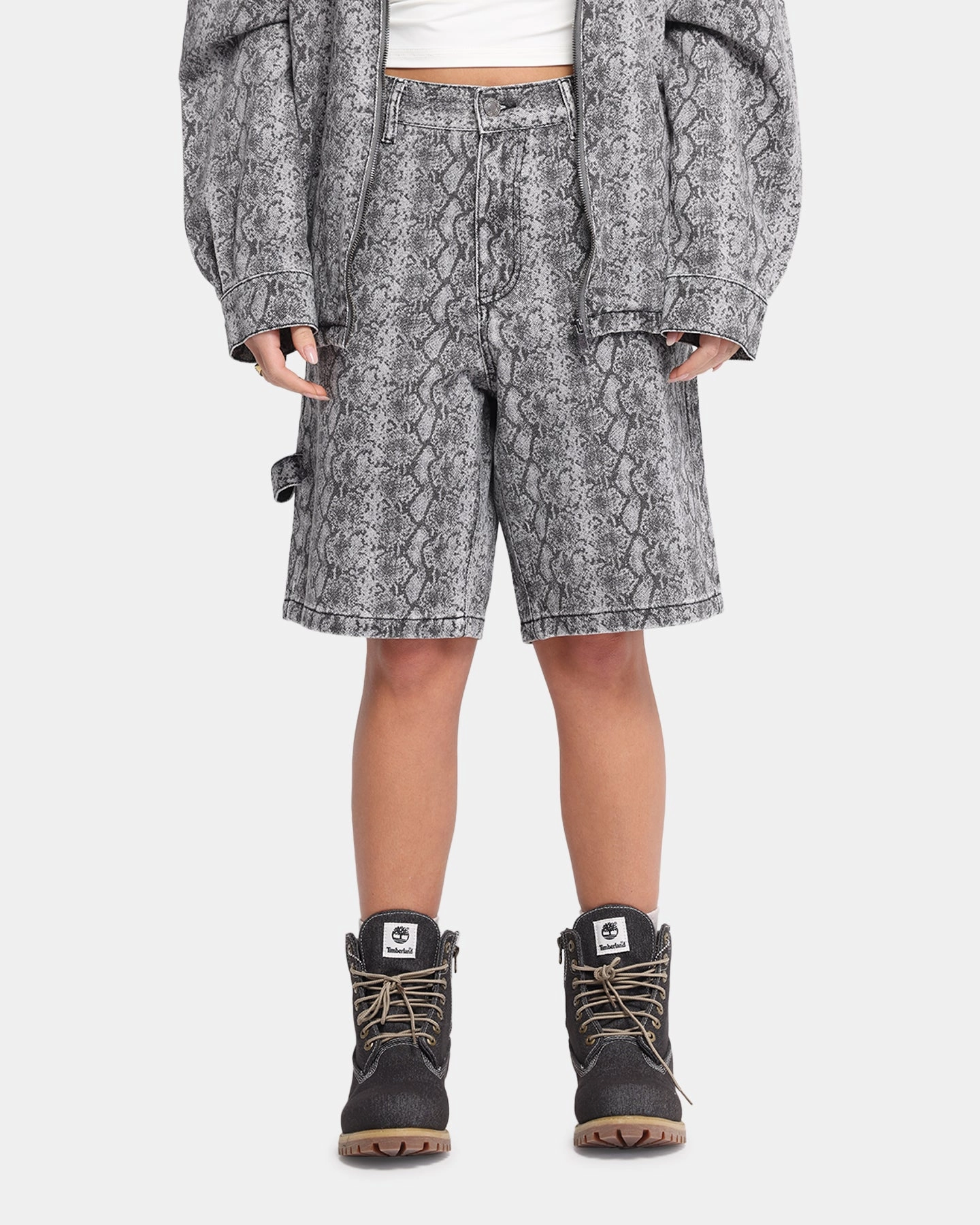 XXIII Snake Skin Jorts Black Snake Print Functional Design