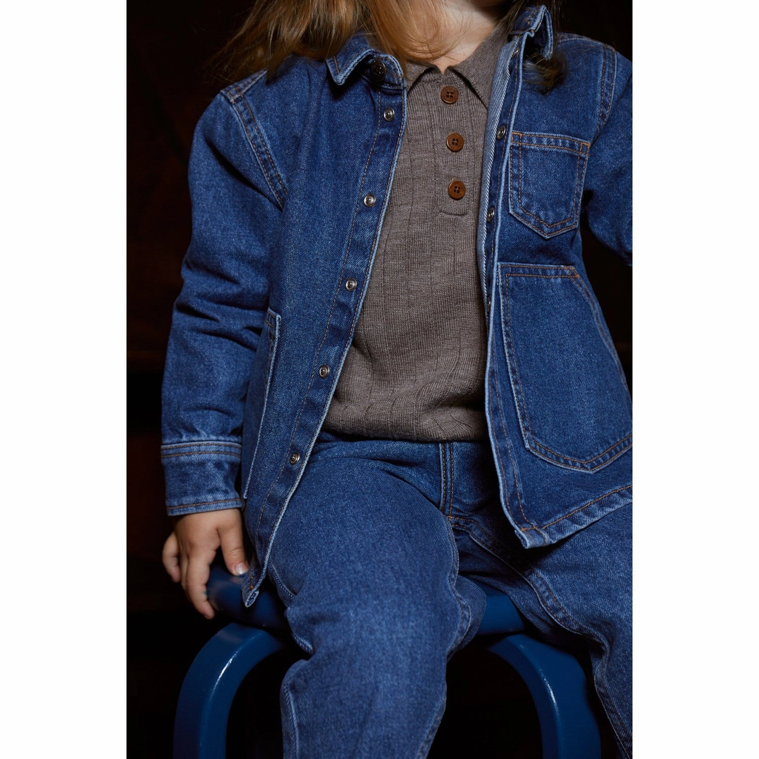 Copenhagen Colors Indigo Blue Washed Organic Jeans Jacket Ultra Flexible