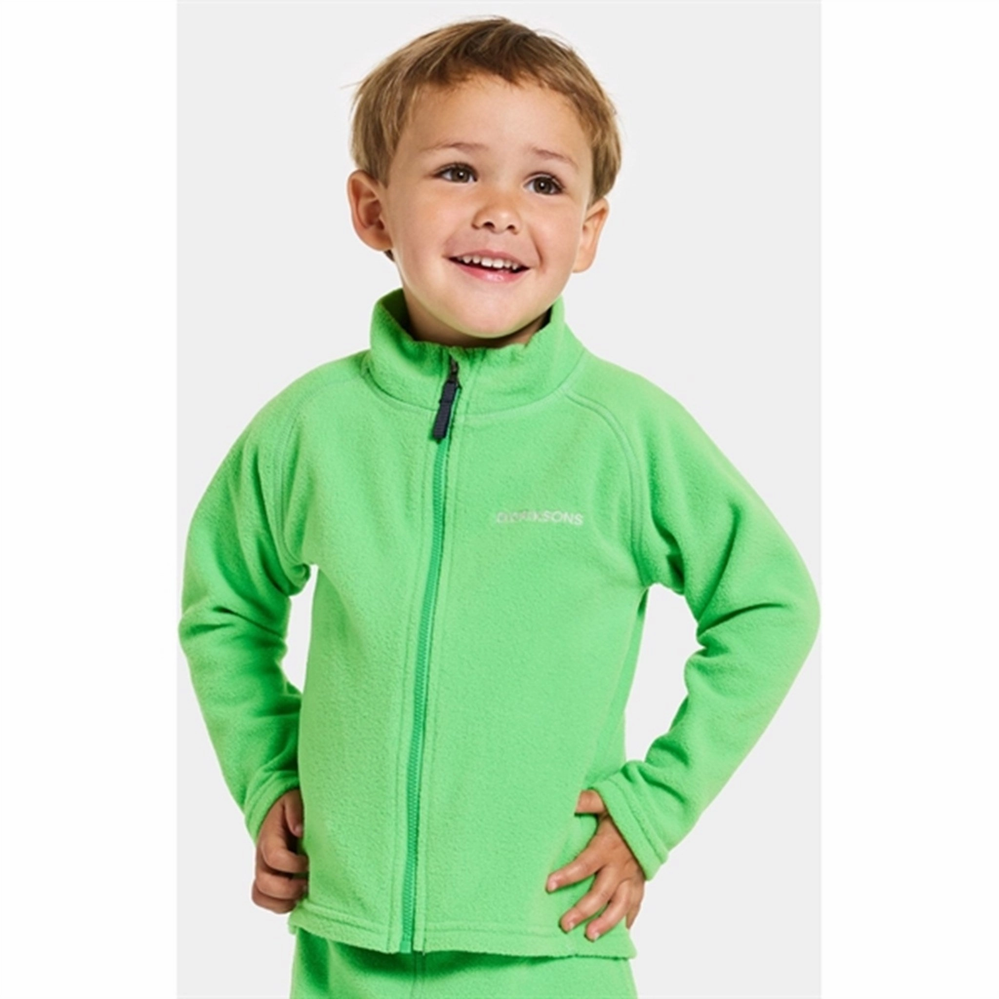 Non Restrictive Tailoring Didriksons Frog Green Monte Kids Fleece Cardigan