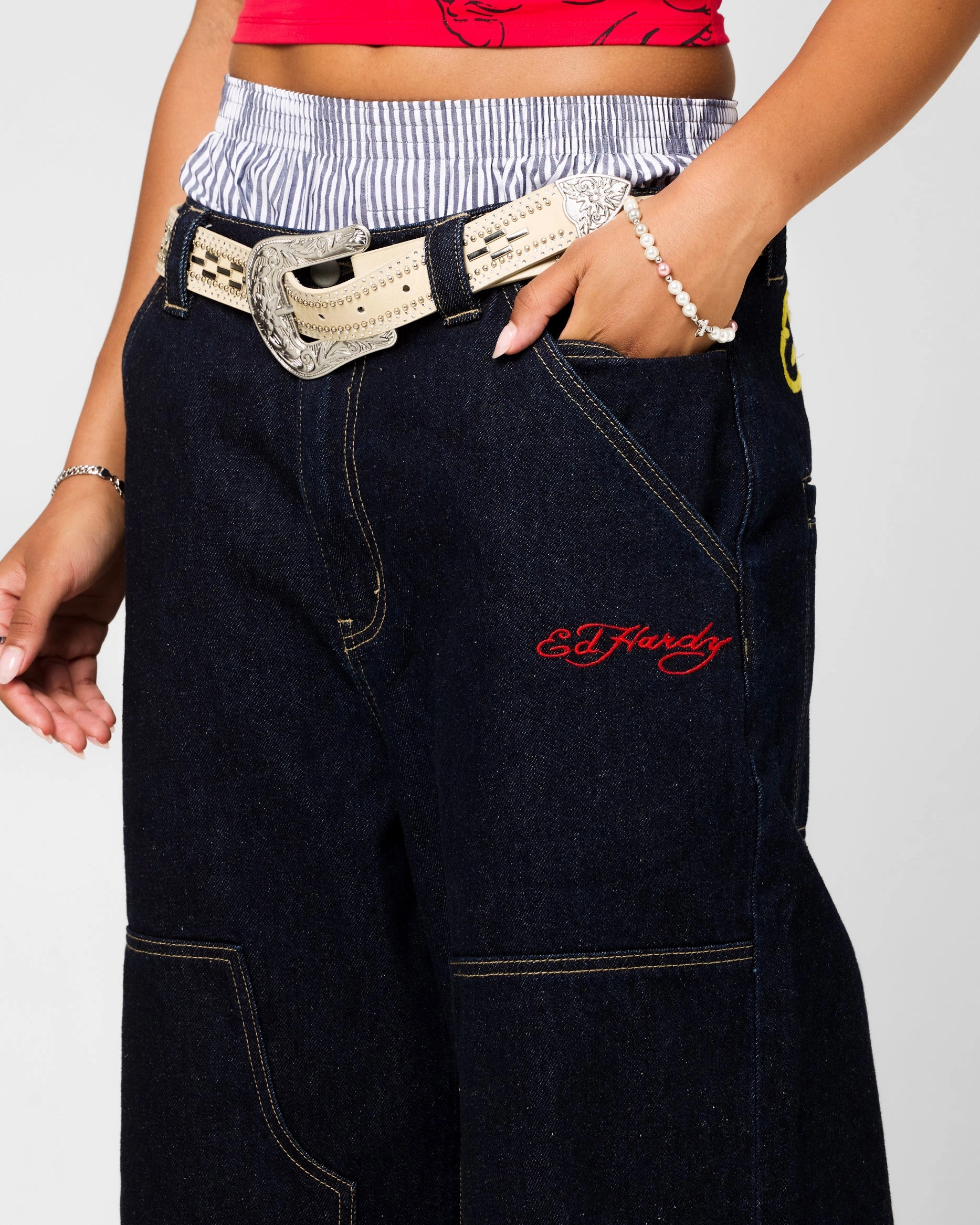 Daywear Chill Comfort Ed Hardy Dragon Jorts Indigo