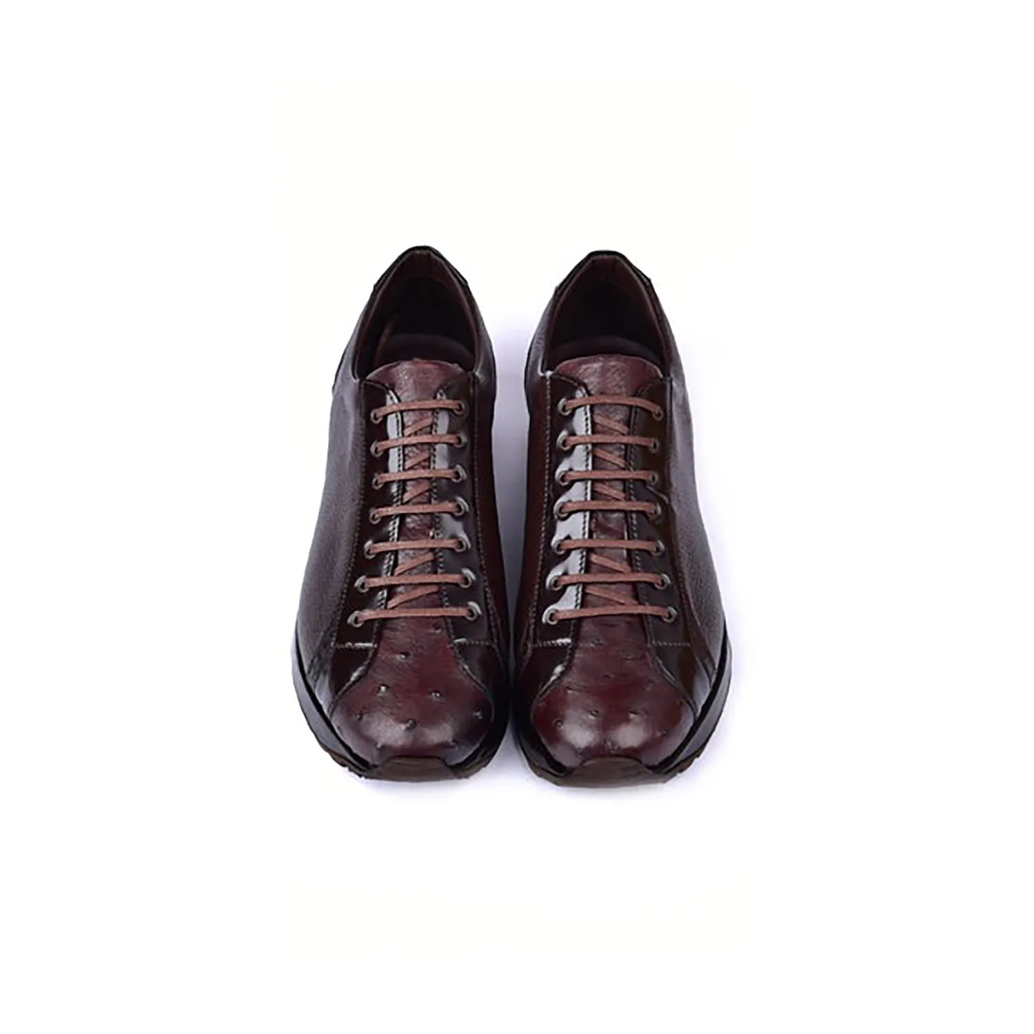 Corrente C0013043-5581 Men's Shoes Brown Exotic Ostrich Casual Sneakers (CRT1477)