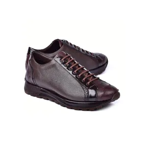 Corrente C0013043-5581 Men's Shoes Brown Exotic Ostrich Casual Sneakers (CRT1477)