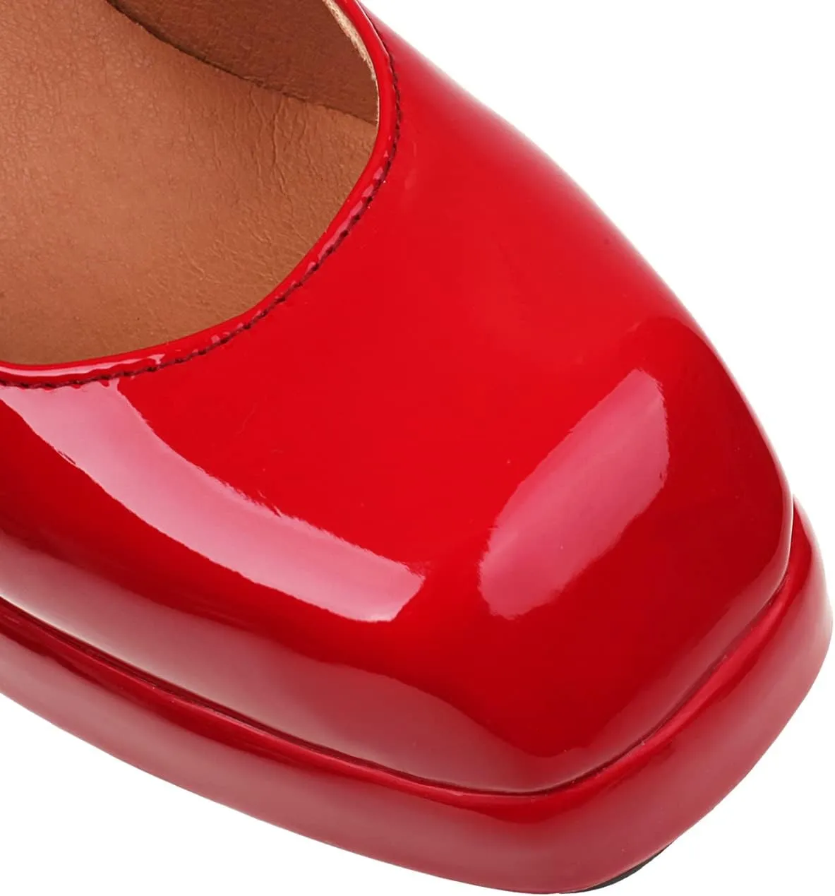 CosyFever Womens DC195 Dress Wedding Chunky Patent-Leather High Chunky Pumps