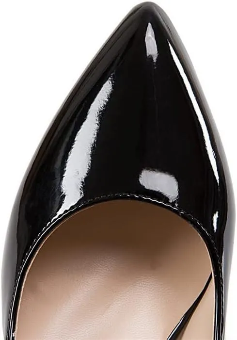 CosyFever Womens DC442 Chunky Dress Pointed Toe Patent-Leather Mid Chunky Pumps