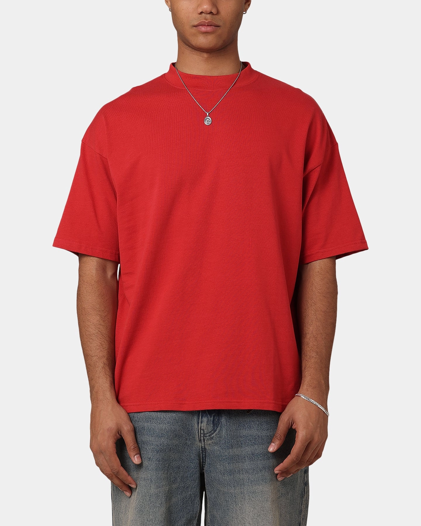 Flexible Neckband Culture Kings Oversized Blank T-Shirt Red