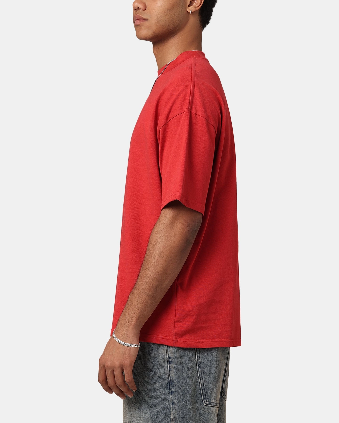 Culture Kings Oversized Blank T-Shirt Red Sporty Fashion Layered Look