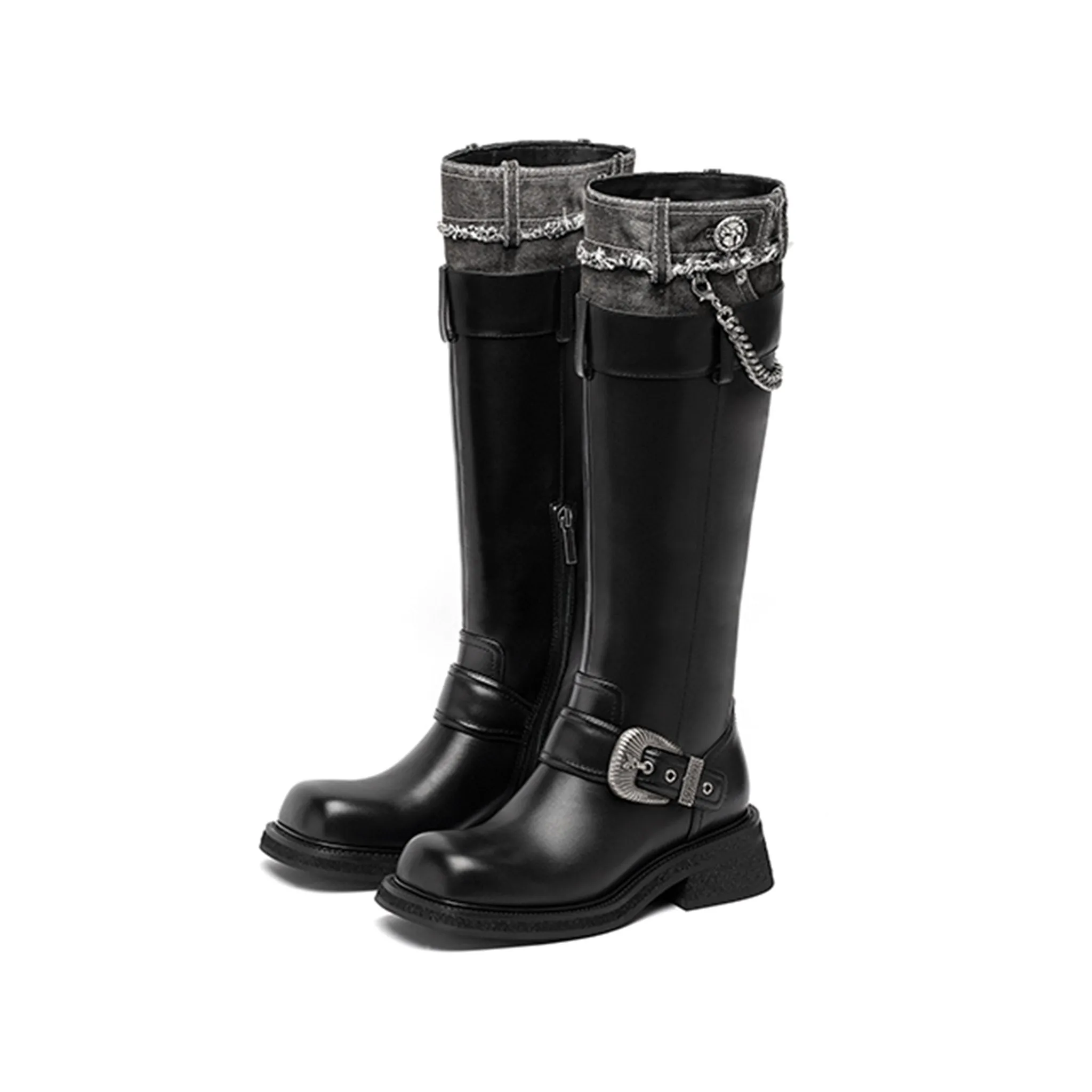 Cowboy Colorblocking Mid Calf Rider Boots