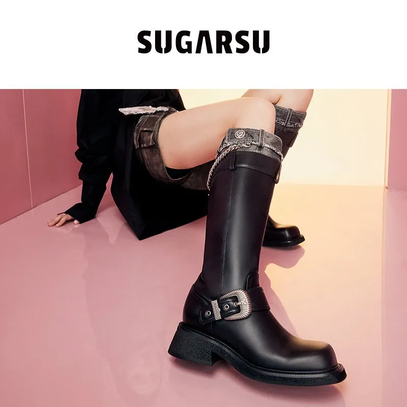 Cowboy Colorblocking Mid Calf Rider Boots