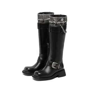 Cowboy Colorblocking Mid Calf Rider Boots