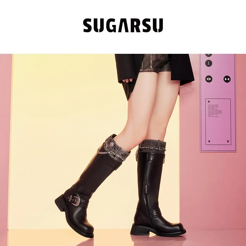 Cowboy Colorblocking Mid Calf Rider Boots
