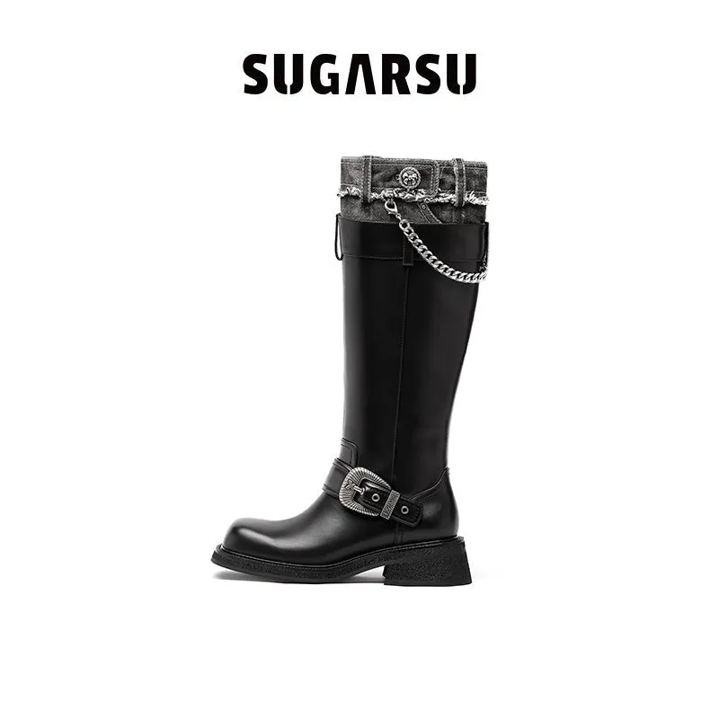 Cowboy Colorblocking Mid Calf Rider Boots