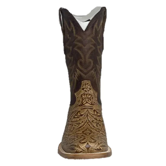 COWTOWN BROWN ORYX HAND FLORAL TOOLED BOOT