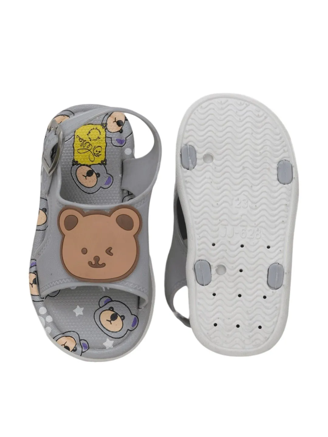 Cozy Grey Bear Applique Sandals for Toddlers