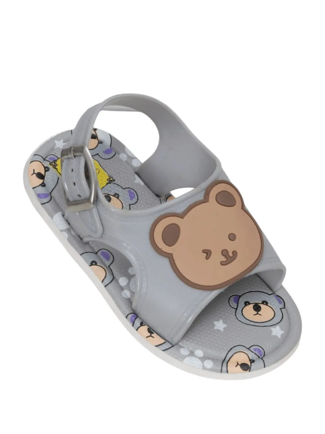 Cozy Grey Bear Applique Sandals for Toddlers