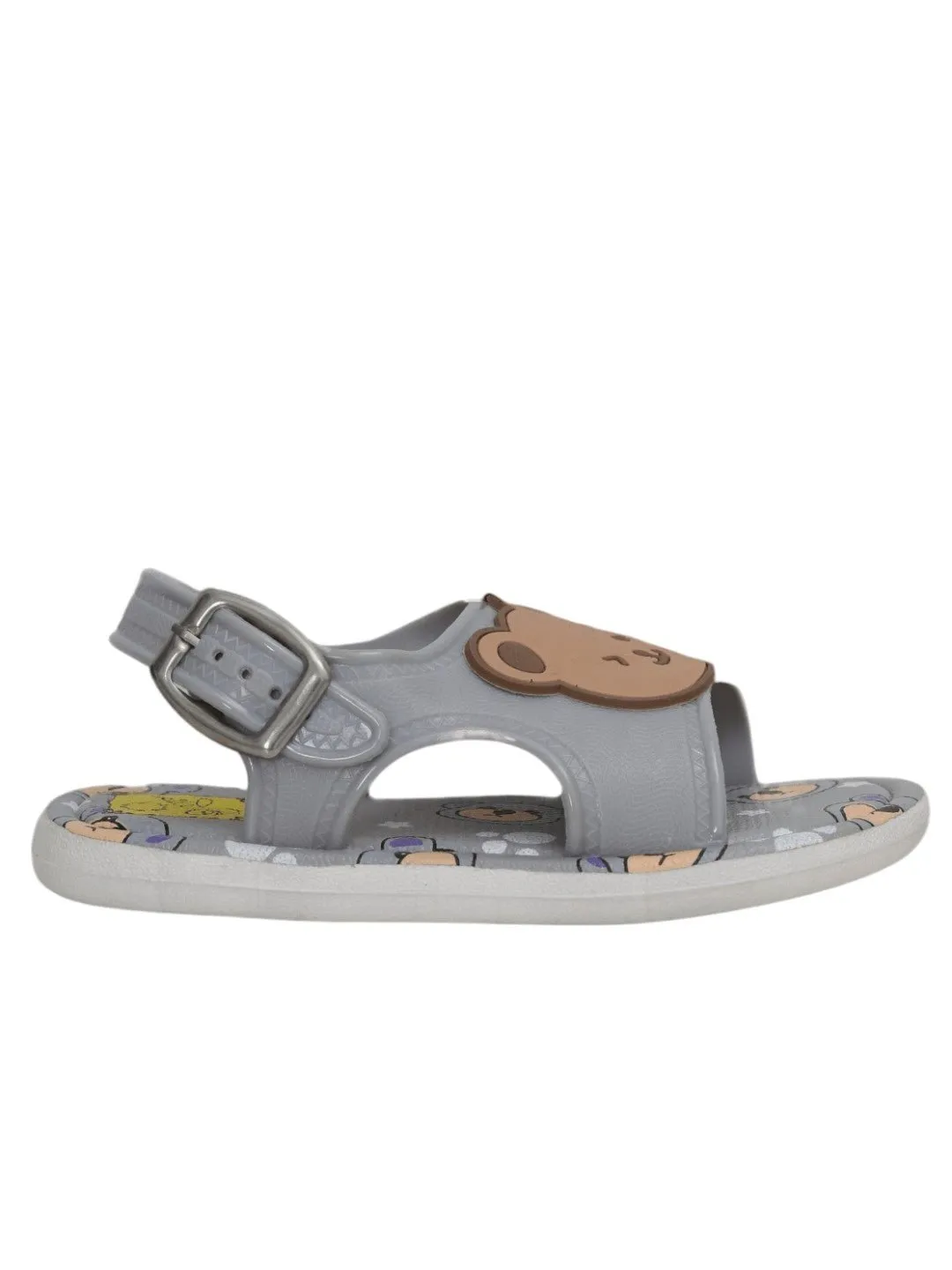 Cozy Grey Bear Applique Sandals for Toddlers