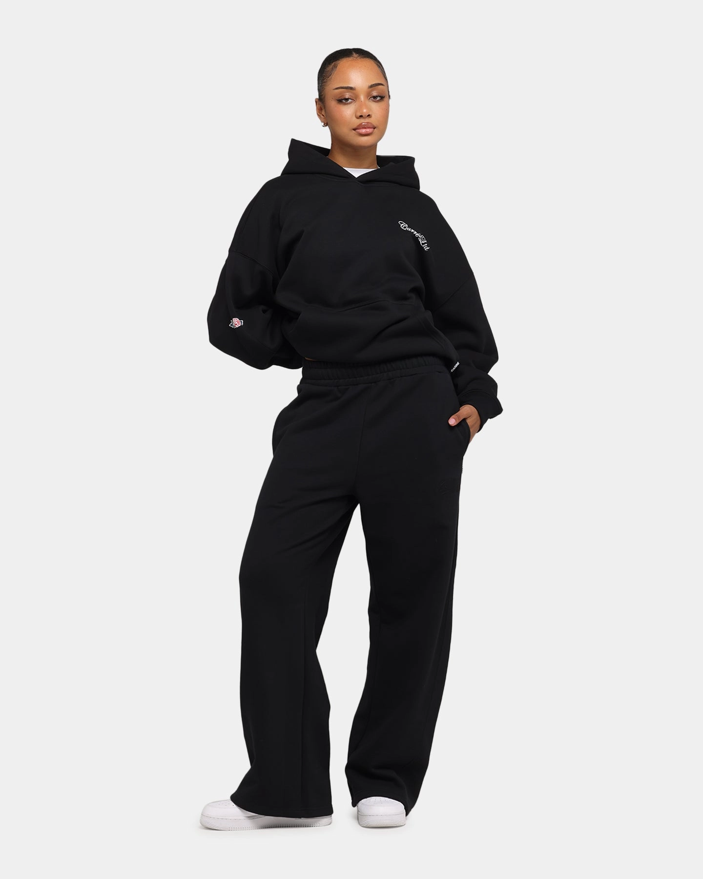 Minimalist Waist Carre Grit Trackpants Black