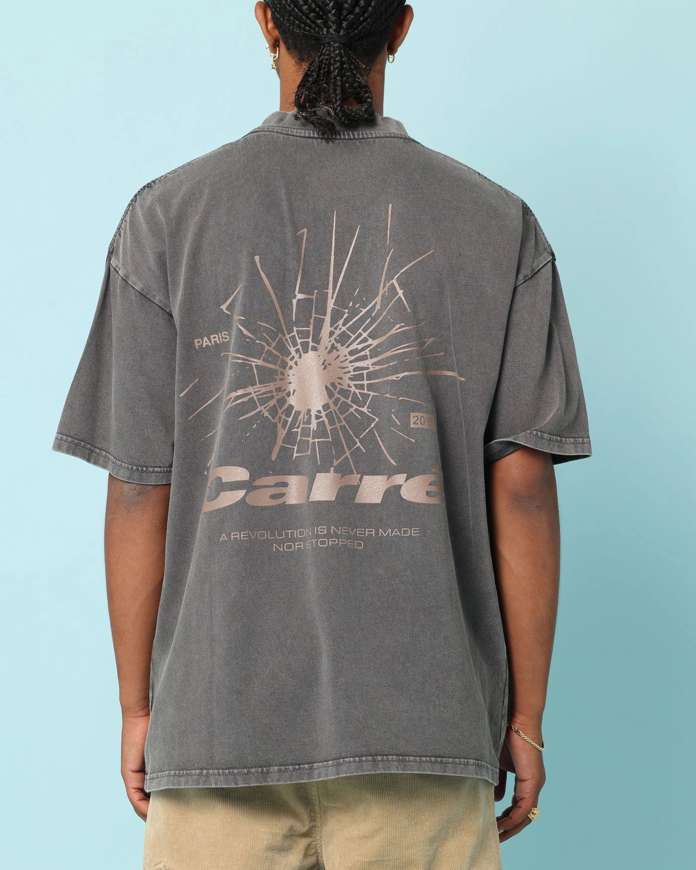 Carr?? Blasted Oversized T-Shirt Washed Charcoal Ethically Sourced Material