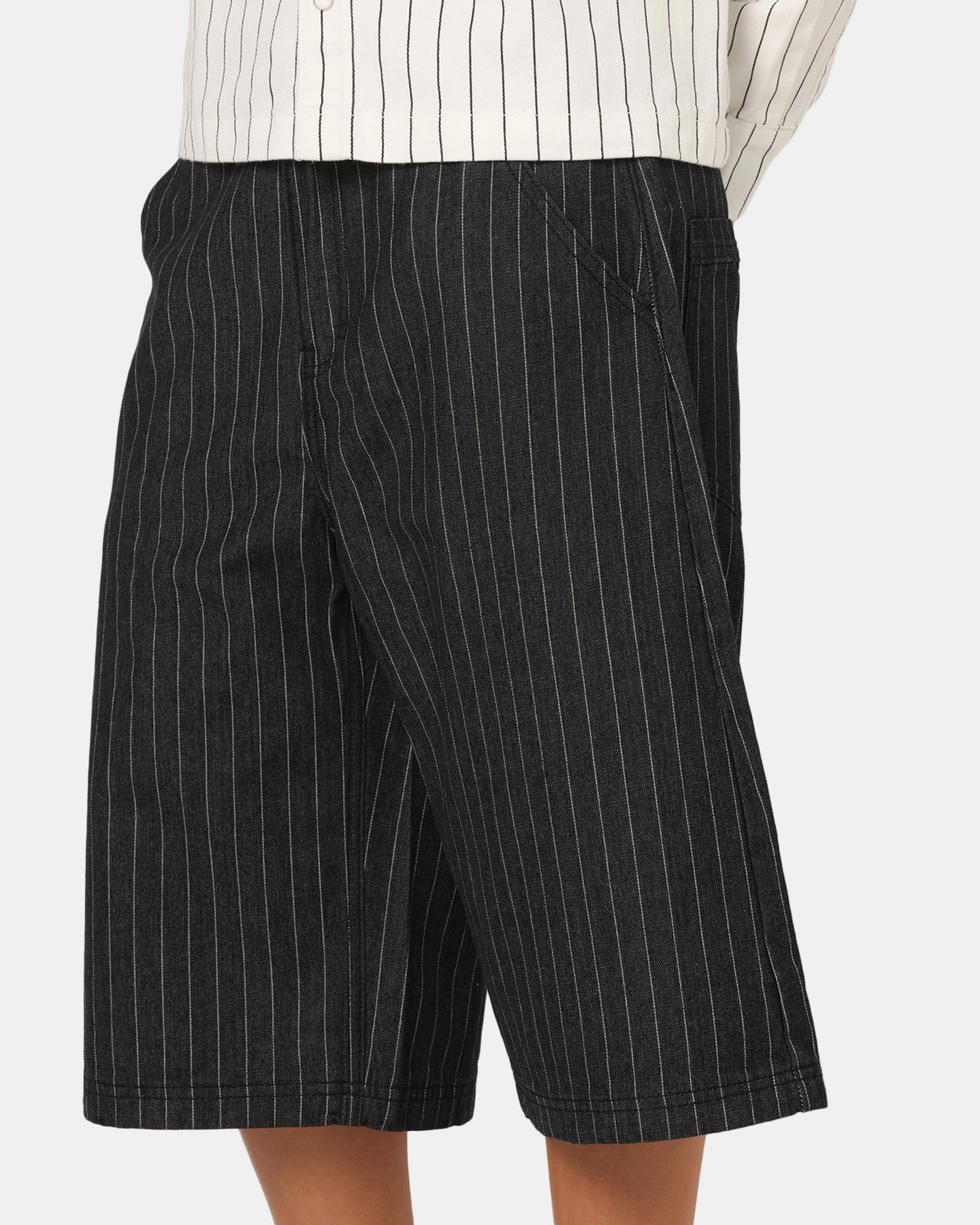 StainResistantCoating Ed Hardy Shinjuku Jorts Black Pinstripe