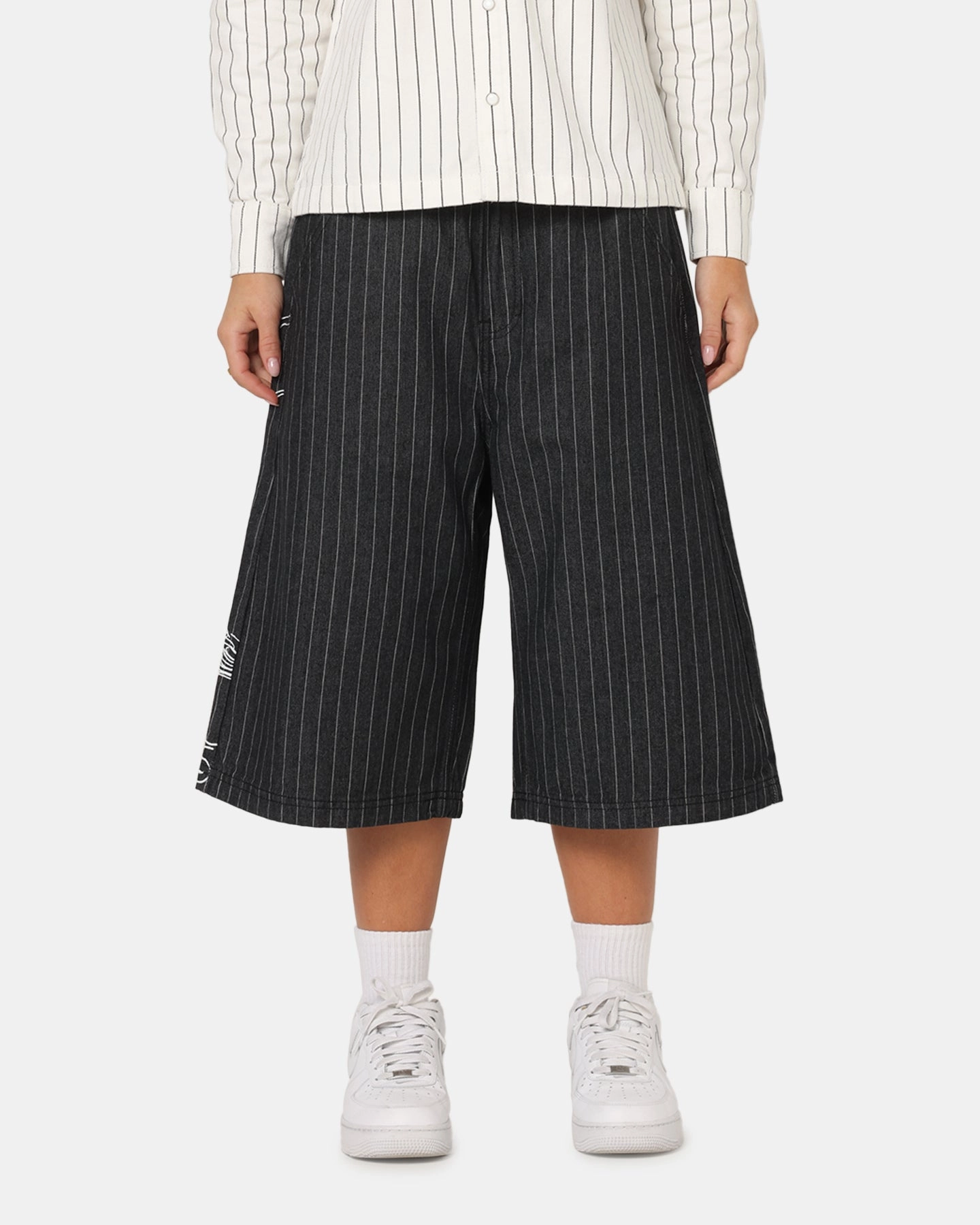 Ed Hardy Shinjuku Jorts Black Pinstripe Practical Comfort