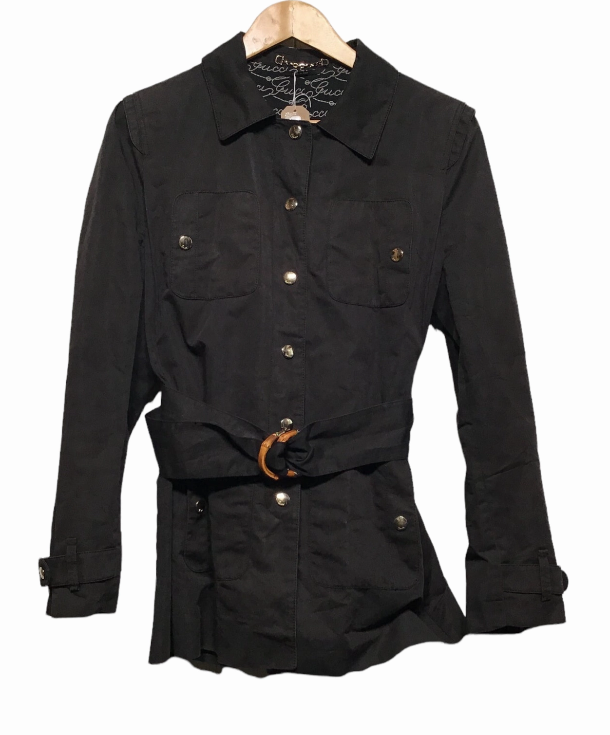 Comfort Stretch Fabric Versatile Design Gucci Jacket with Classic Wooden Buckle (Size S)