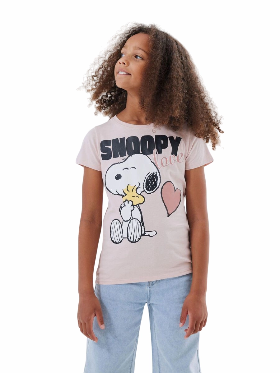 name it maglietta manica corta da ragazza con stampa Snoopy 13226499 rosa seppia Easy Layering Sleek Style