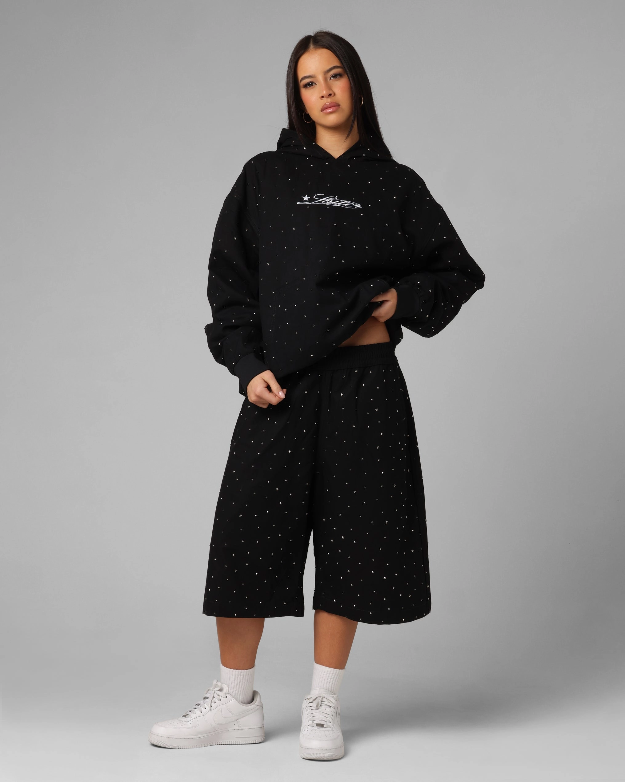 Loiter Hail Storm Shorts Black Side slits