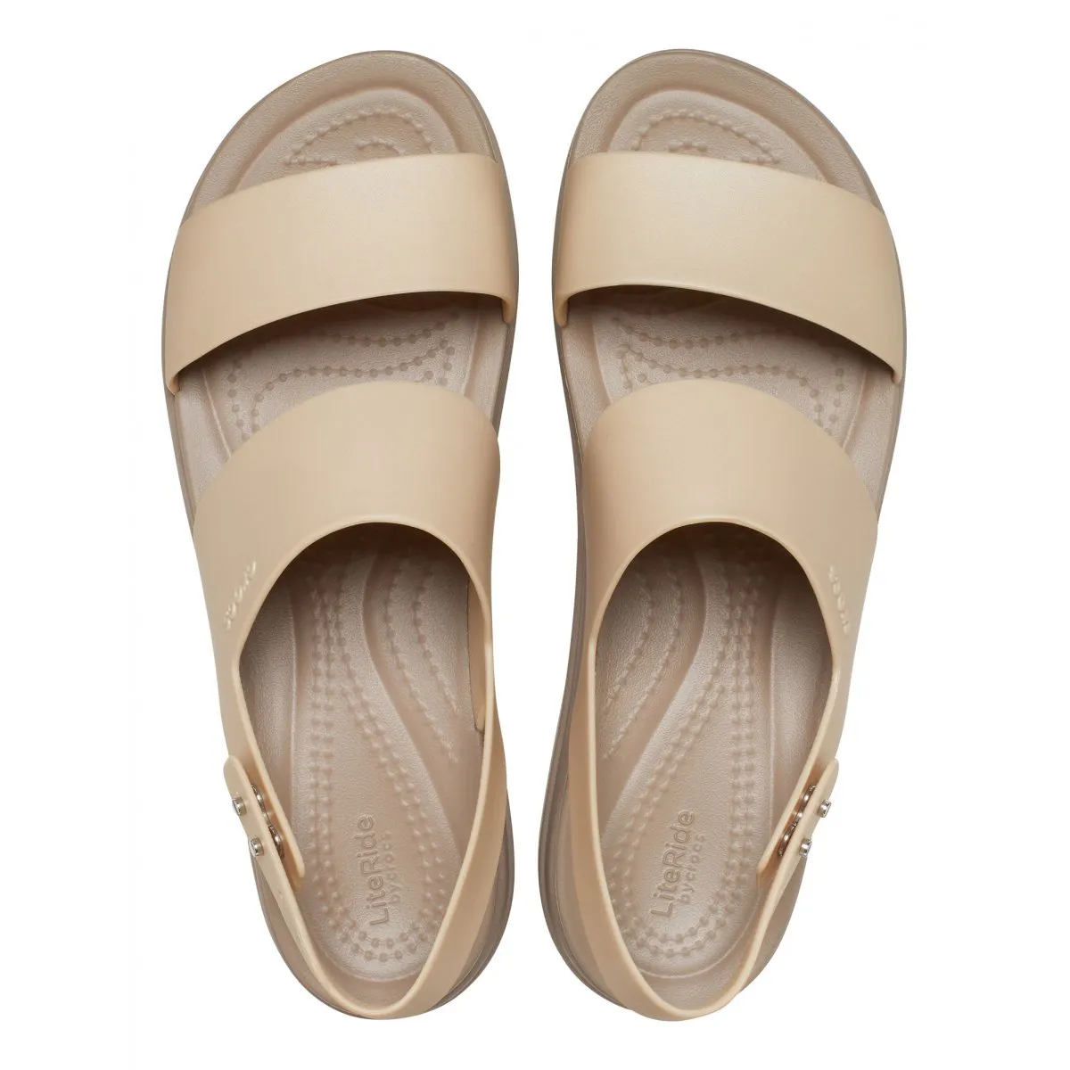 Crocs sandalo da donna Brooklyn Metallic Low Wedge 207641 99P metallic champagne Anti Fatigue Technology Chic Mode