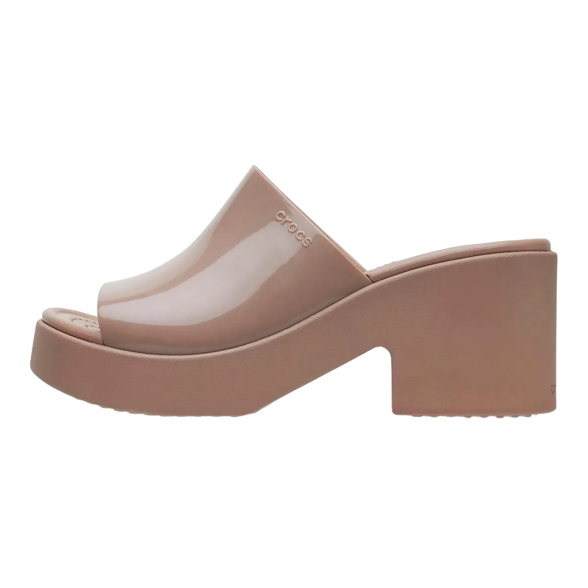 Crocs sandalo da donna con tacco Brooklyn Slide High Shine Heel 209709-2Q9 latte Quick Grip Adjustable Strap