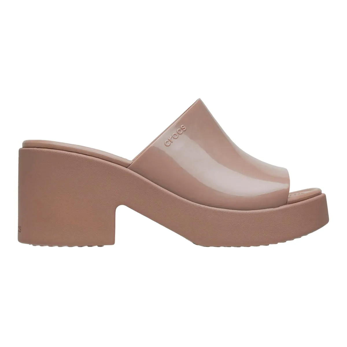 Crocs sandalo da donna con tacco Brooklyn Slide High Shine Heel 209709-2Q9 latte Good Grip Sandal Lining