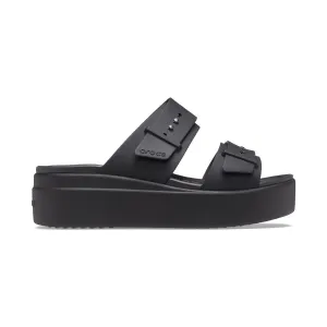 Crocs sandalo da donna con zeppa Brooklyn Buckle Low Wedge 207431-001 nero slim fit