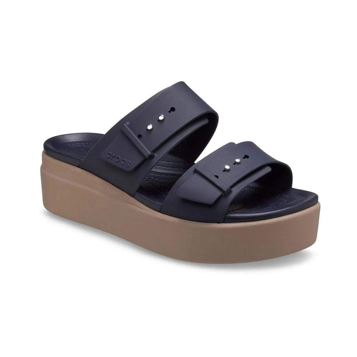Sandal Straps Crocs sandalo da donna con zeppa Brooklyn Buckle Low Wedge W 207431-4LH deep navy