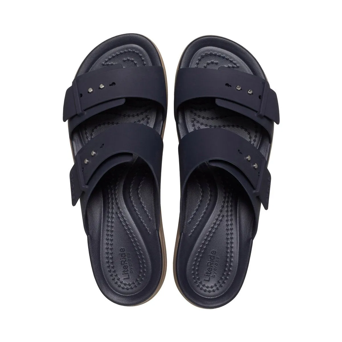 Crocs sandalo da donna con zeppa Brooklyn Buckle Low Wedge W 207431-4LH deep navy Outfit Match