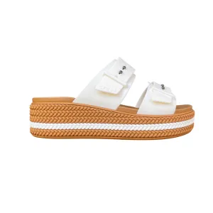Crocs sandalo da donna con zeppa Brooklyn Woven Buckle 209978-0WV gesso Flexible Build