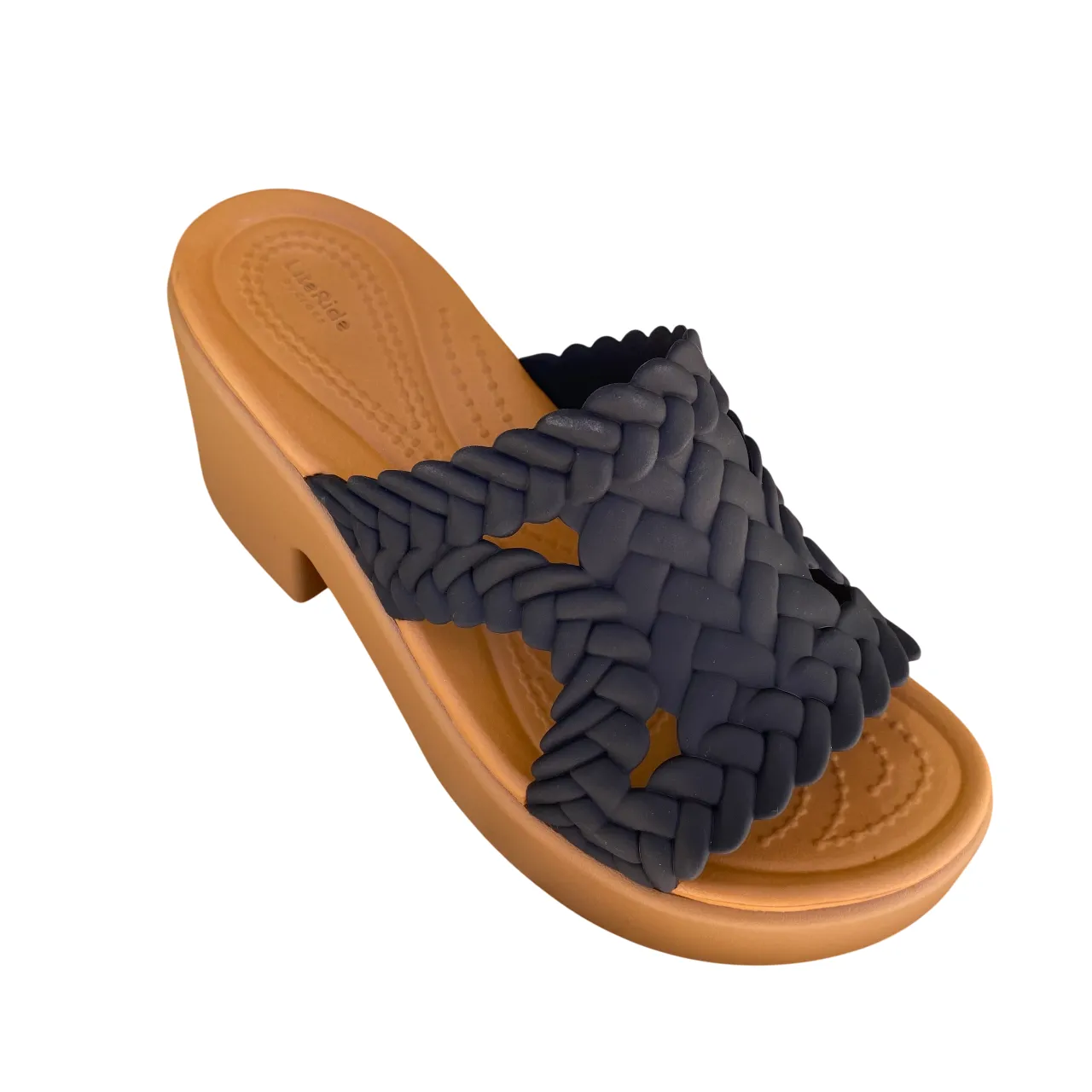 Crocs Sandalo Donna Brooklyn Woven Slide Tacco 209979-001 Nero Comfort Snack Run