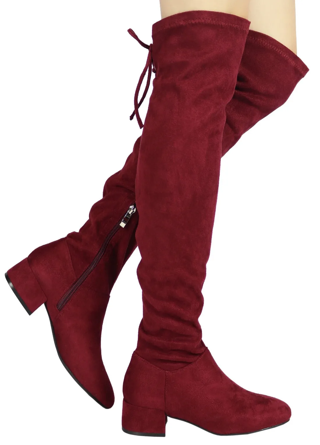 CROSS-01 Over The Knee Low Chunky Block Heel Boots