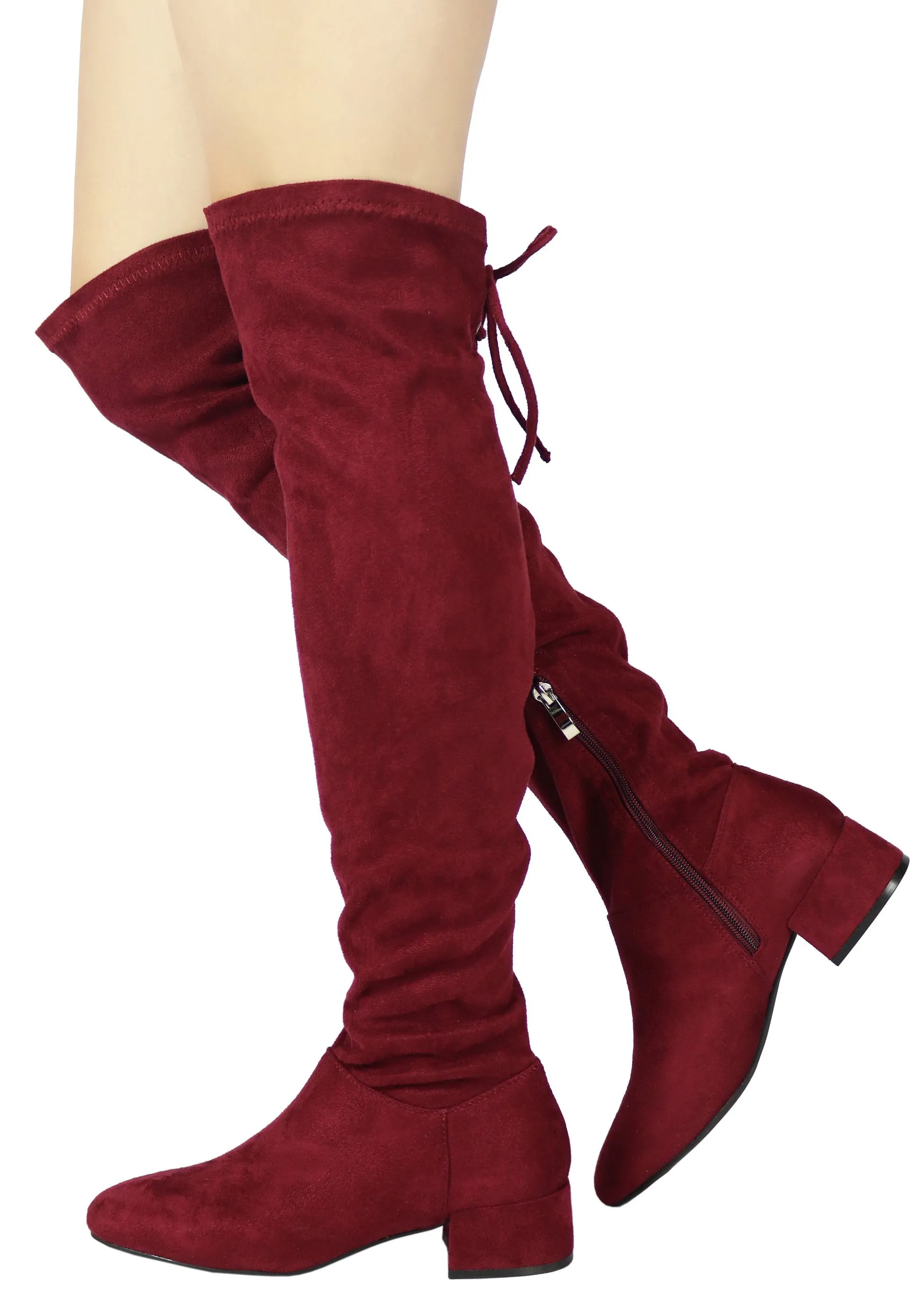 CROSS-01 Over The Knee Low Chunky Block Heel Boots