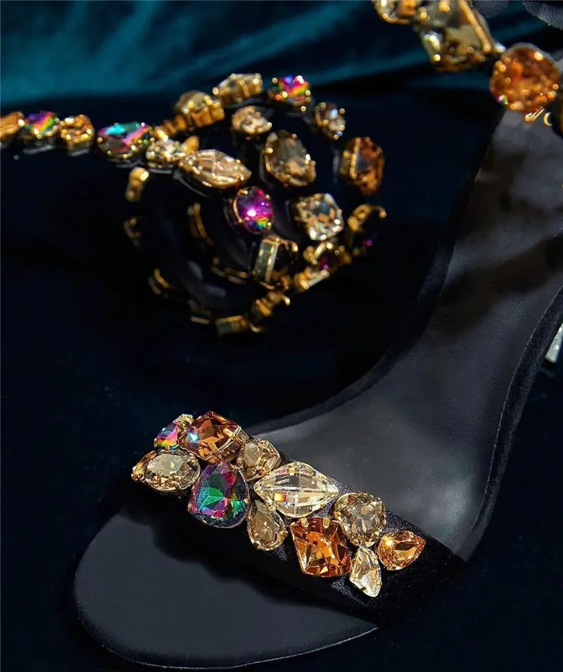 Crystal Ankle Wrap High Heels