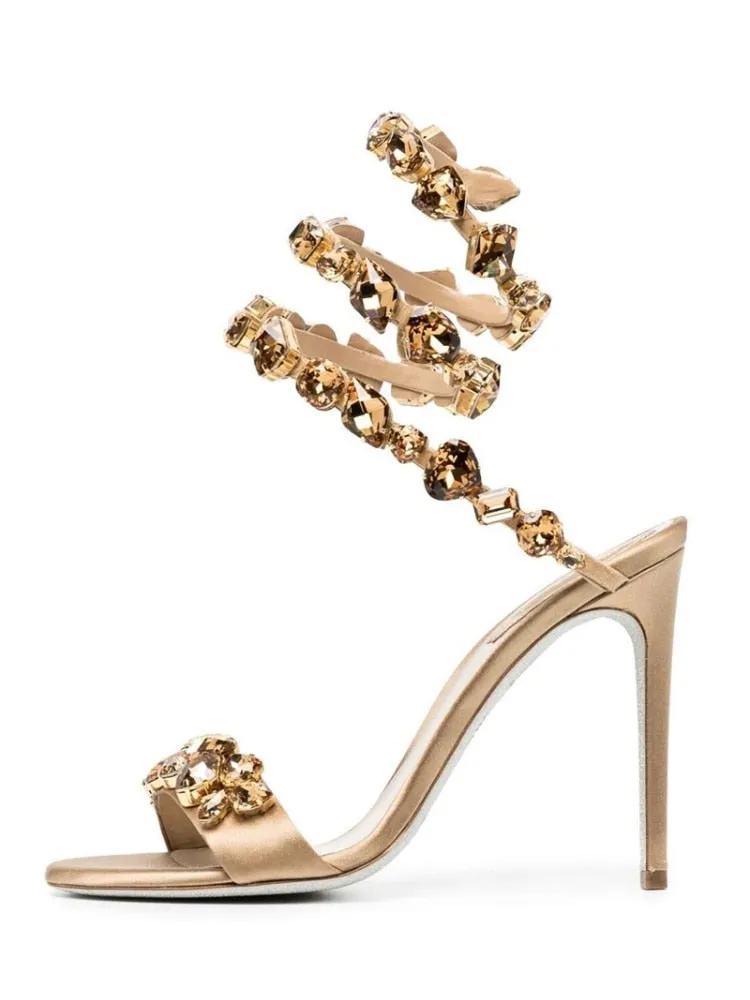 Crystal Ankle Wrap High Heels