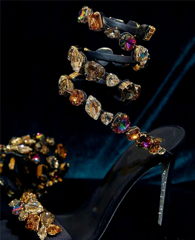 Crystal Ankle Wrap High Heels