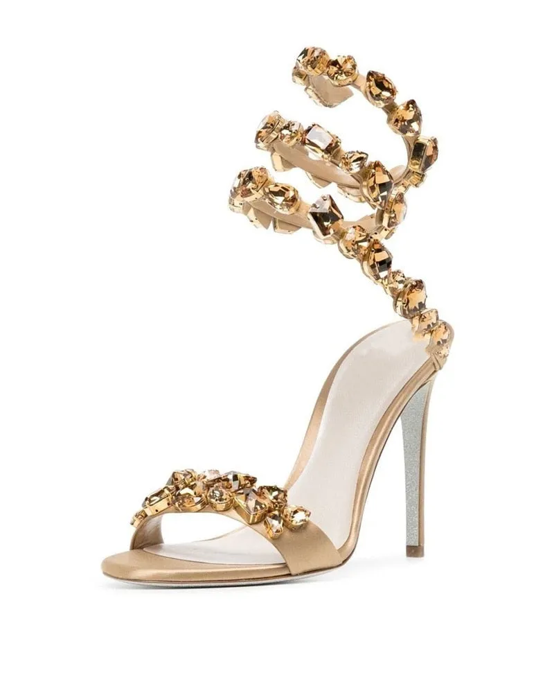 Crystal Ankle Wrap High Heels