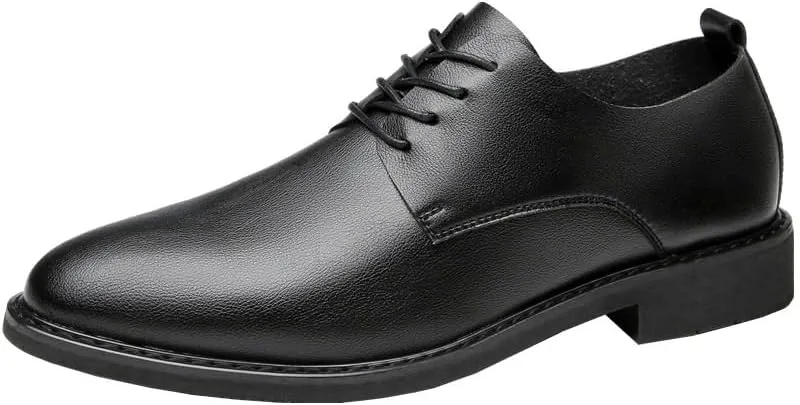 CSCDD Men's Casual Waxing Lace-up Formal Leather Shoes Soft Sole Comfortable Versatile Suitable for Driving Office Daily Travel Soft Sole Non-Slip