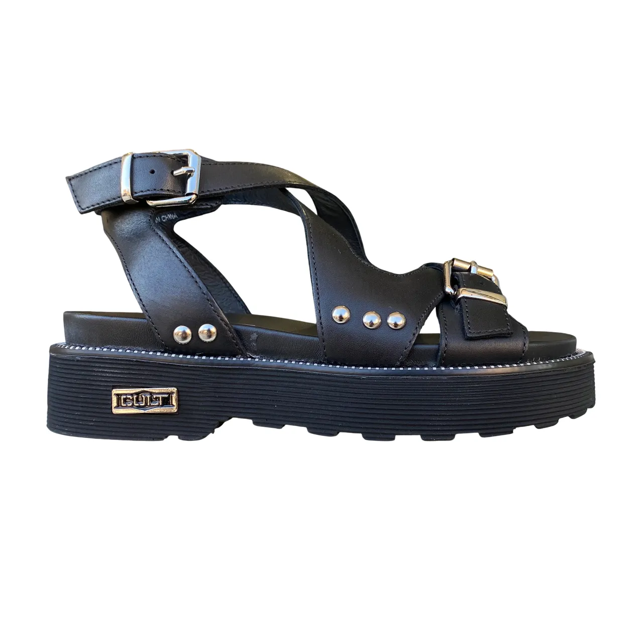 Cult sandalo alla caviglia da donna con fasce incrociate e due fibbia Ziggy 4472 nero Comfortable Daily Footwear