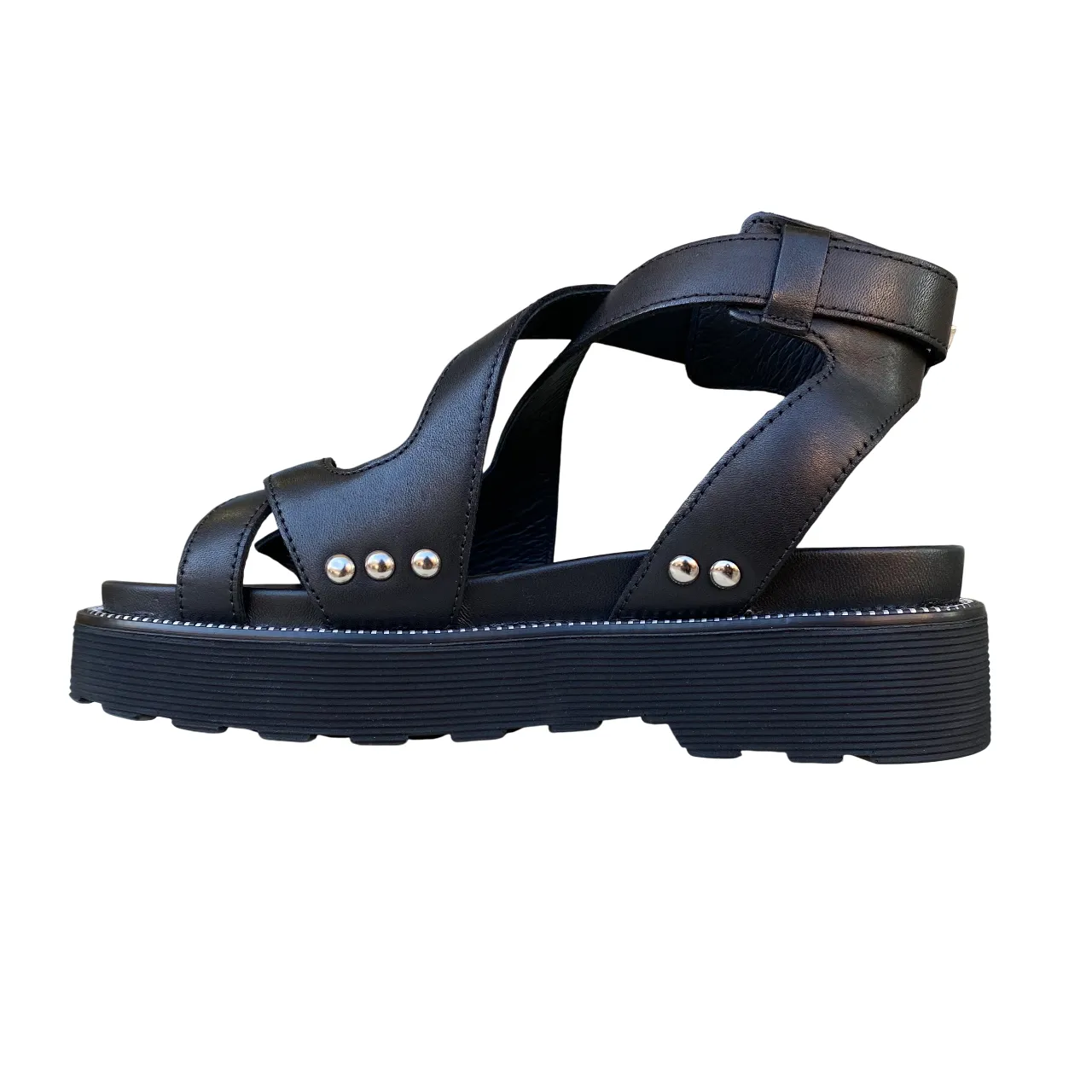 Cult sandalo alla caviglia da donna con fasce incrociate e due fibbia Ziggy 4472 nero Relaxed Fit Shoes Comfy lining