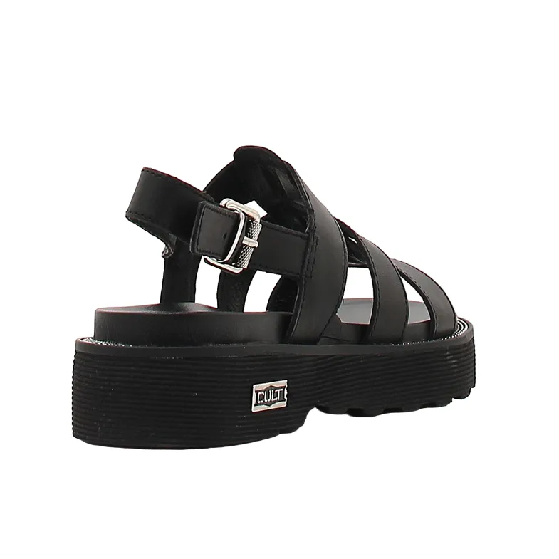 Cult sandalo da donno in pelle Ziggy 3137 nero Resort Mood Flexible Fit Shoes