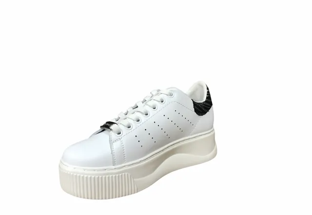 Cult scarpa sneakers da donna in pelle con zeppa Perry 3162 Low glitter bianco zebra Energy Return Midsole