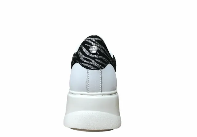 Cult scarpa sneakers da donna in pelle con zeppa Perry 3162 Low glitter bianco zebra Carbon Neutral Materials nylon - feature shoes
