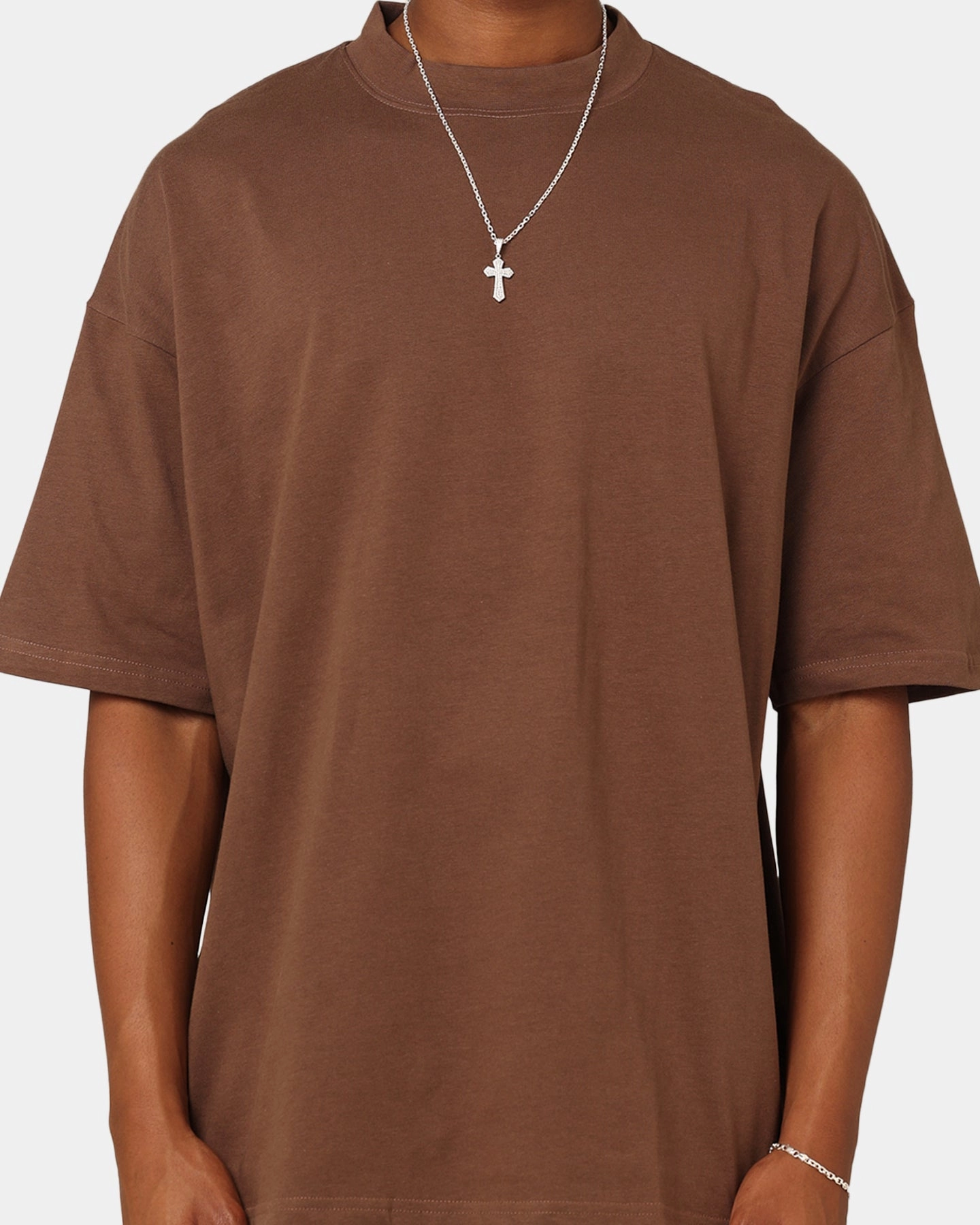 Curved Hem Top Rated Culture Kings Oversized Blank T-Shirt Brown