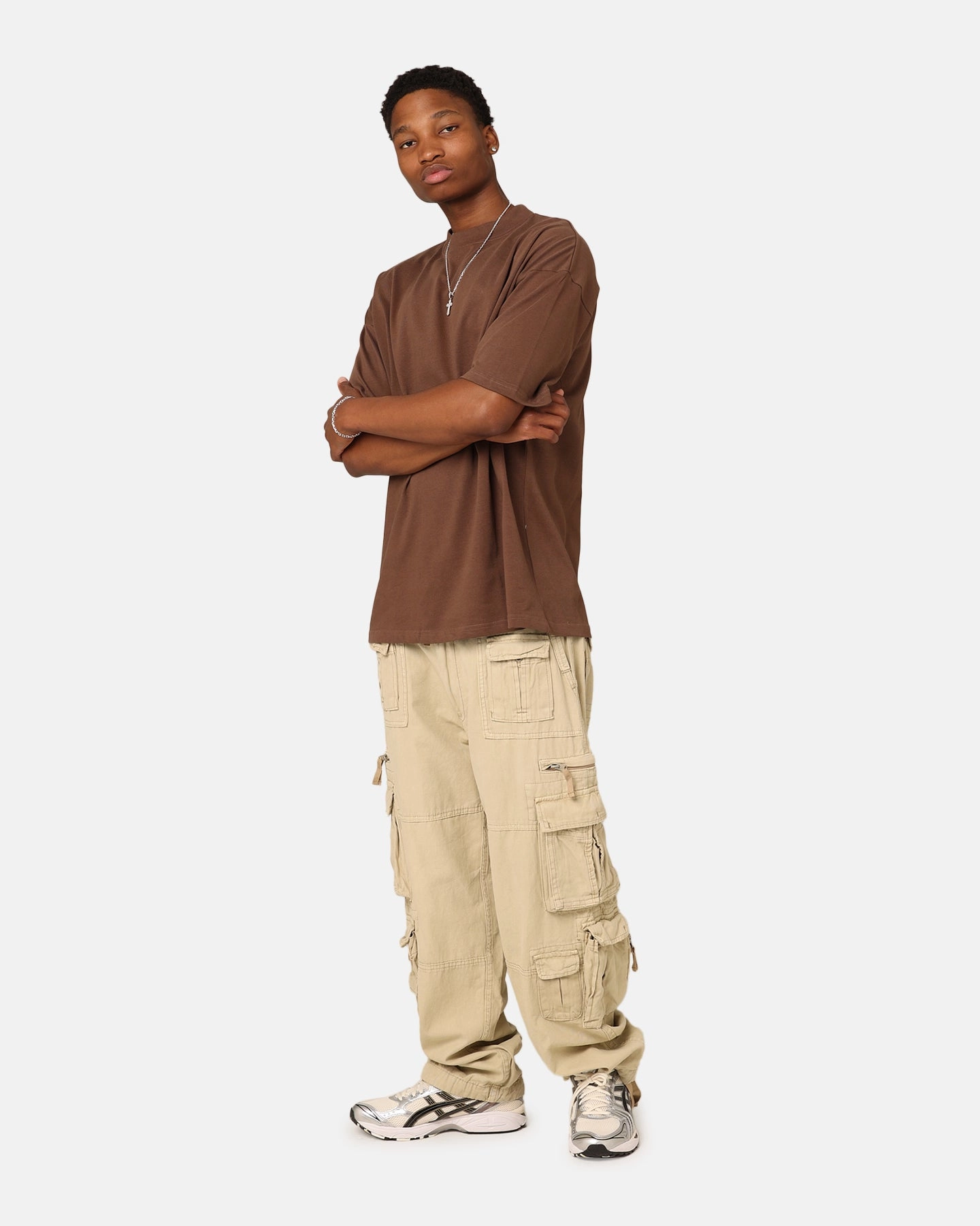 Culture Kings Oversized Blank T-Shirt Brown Anti Pilling Surface