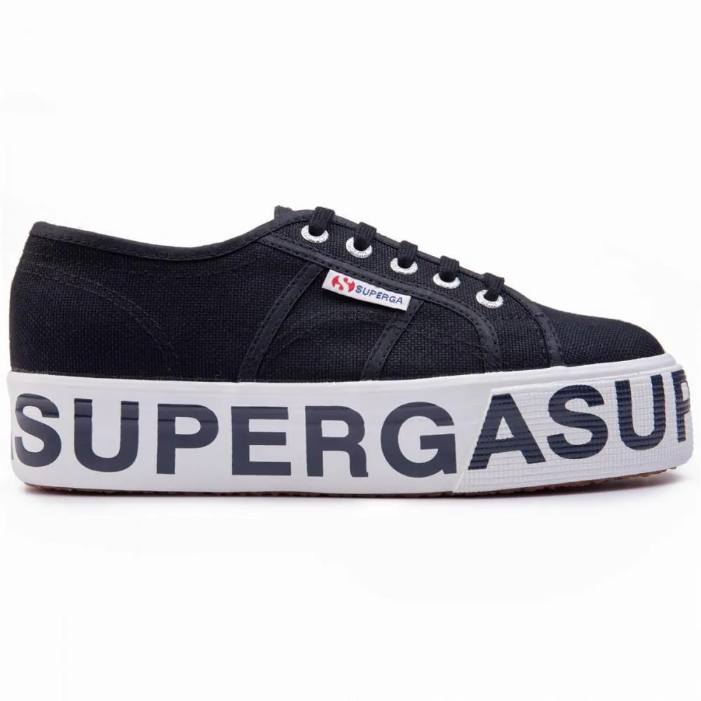 Superga scarpa sneakers da donna con zeppa COTW OUTSOLE LETTERING 2790 S00FJ80-999 nero stain - resistant - coating - durability shoes