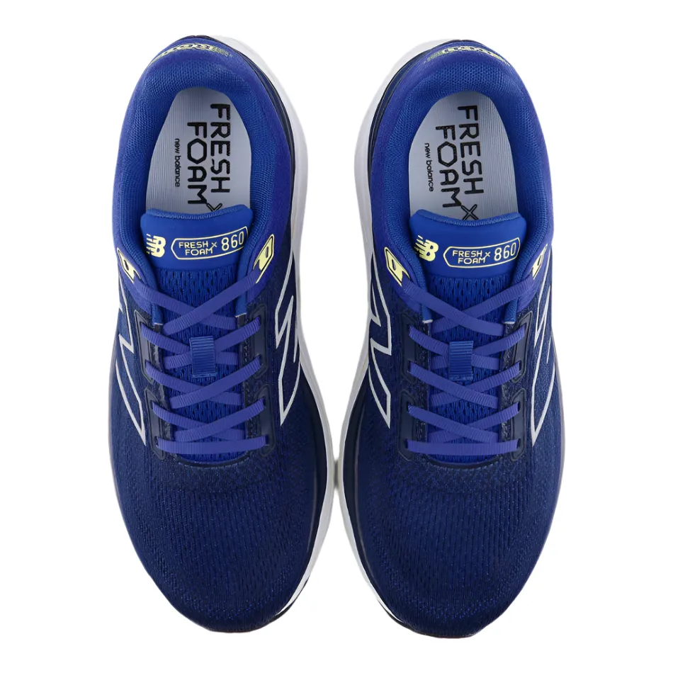 New Balance Men's 860 V14 Running Shoes in Galaxy Blue/NB Navy/Winter Grass AW25 Moldable Heel Cup running with friends shoes